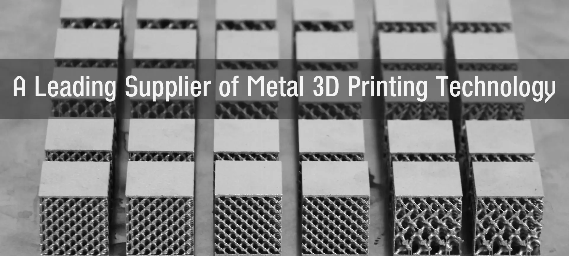 Printed metal lattice test blocks produced by powder bed laser melting.